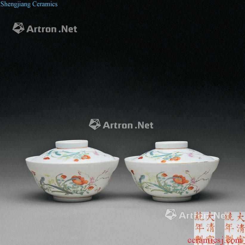 Qing xuantong pastel flowers tureen (a)