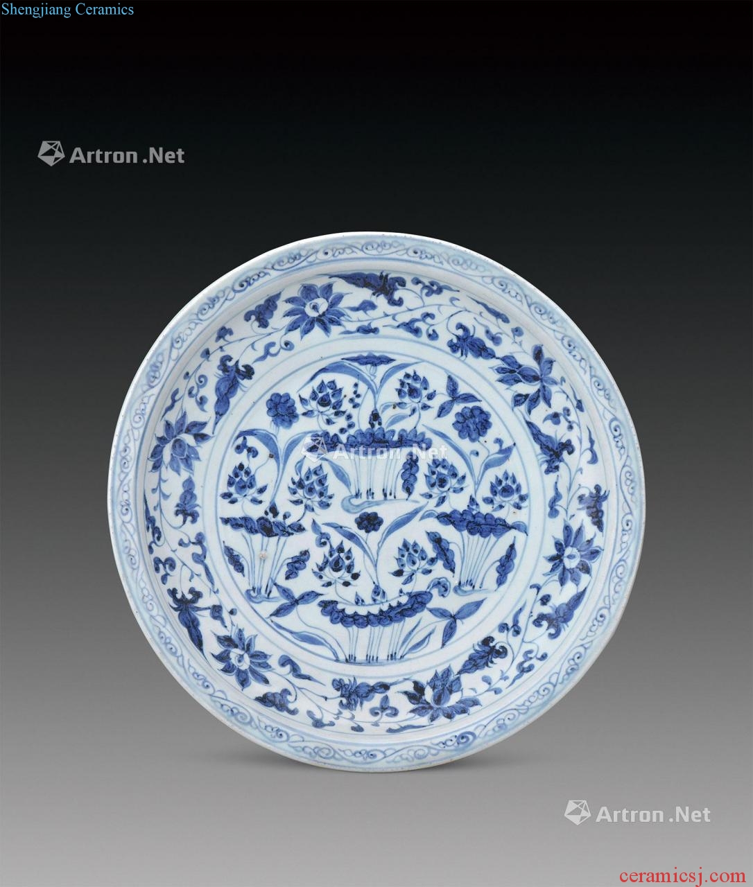 yuan Blue and white flower disc