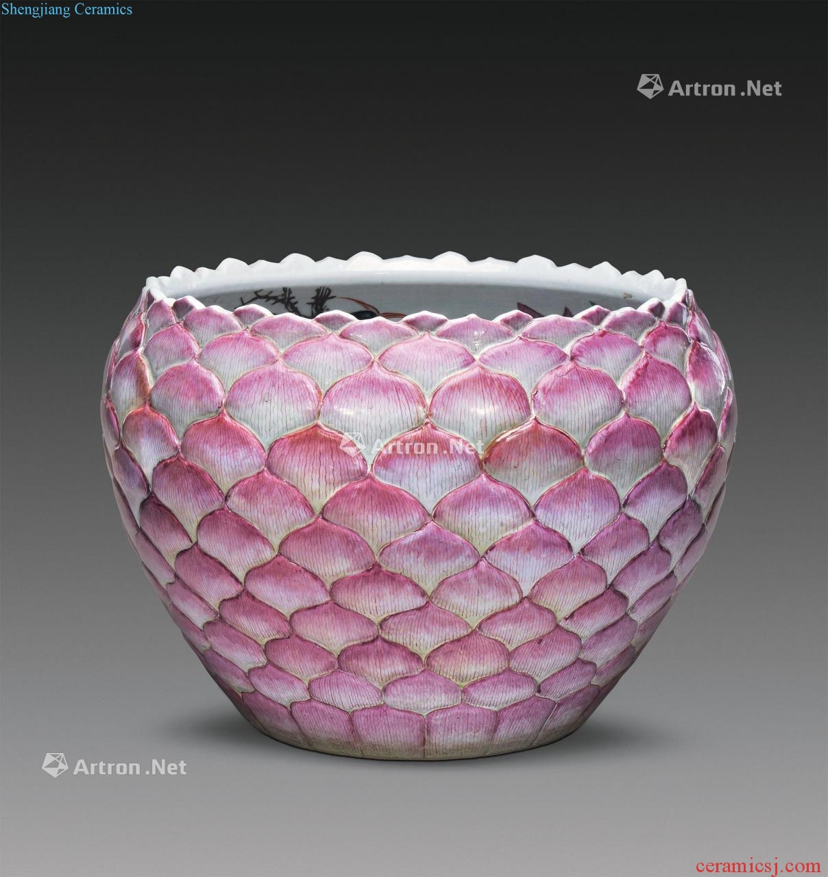 Mid qing pastel lotus-shaped lines cylinder