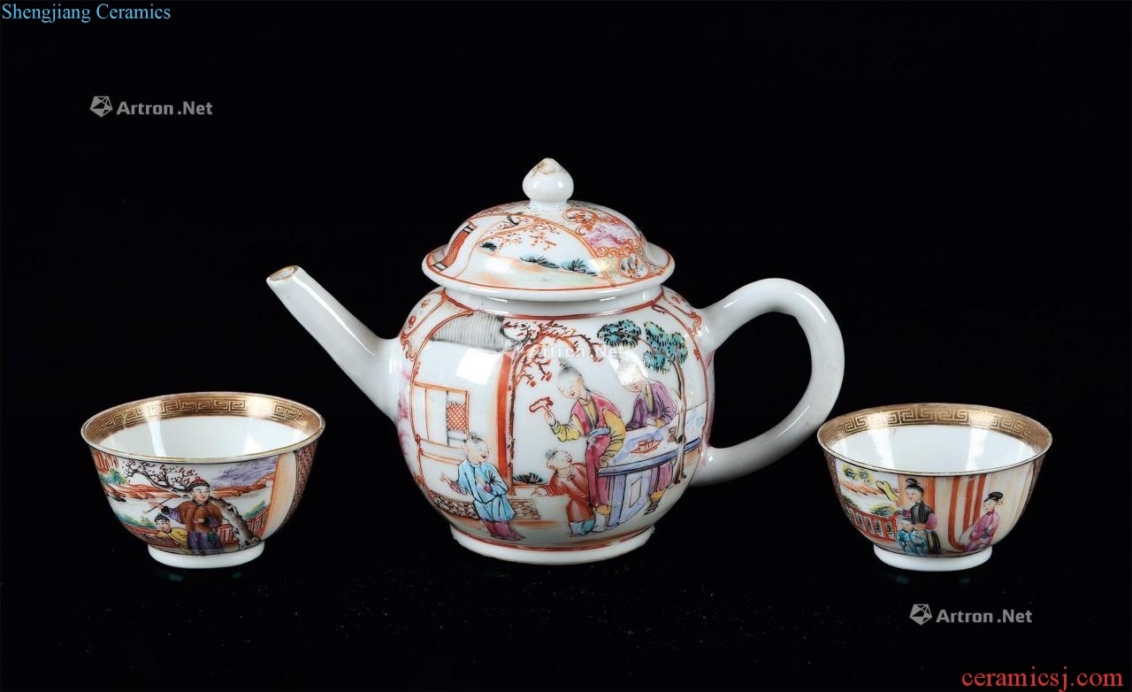 Qing qianlong enamel paint pot cup full adult characters (a)