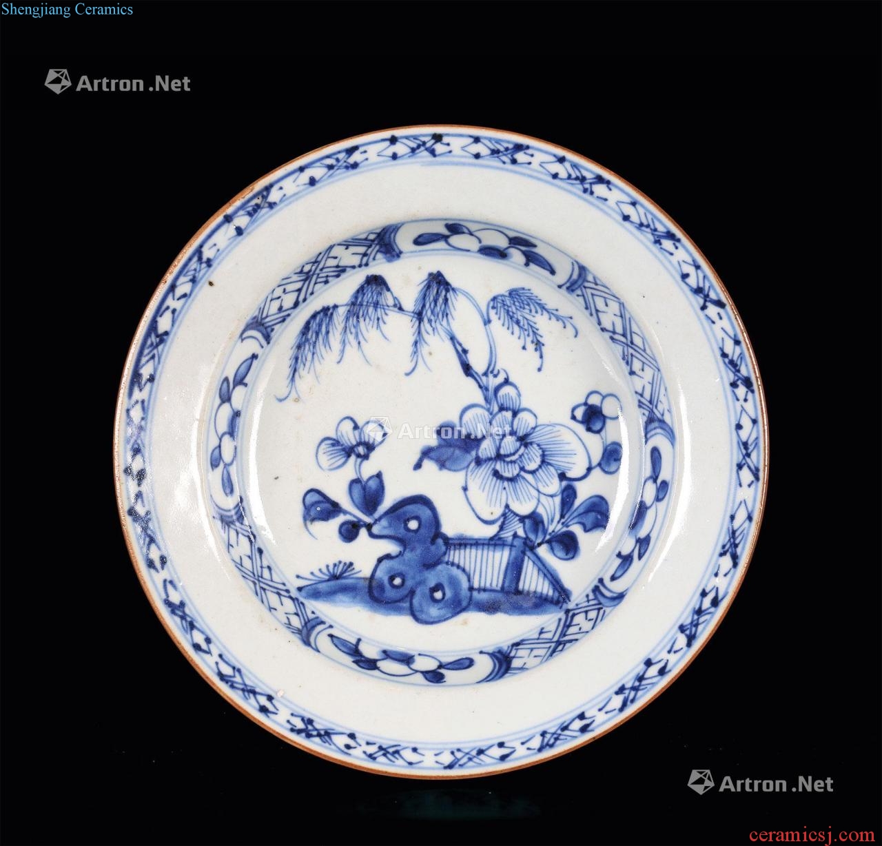 In the qing dynasty Blue and white flower tray