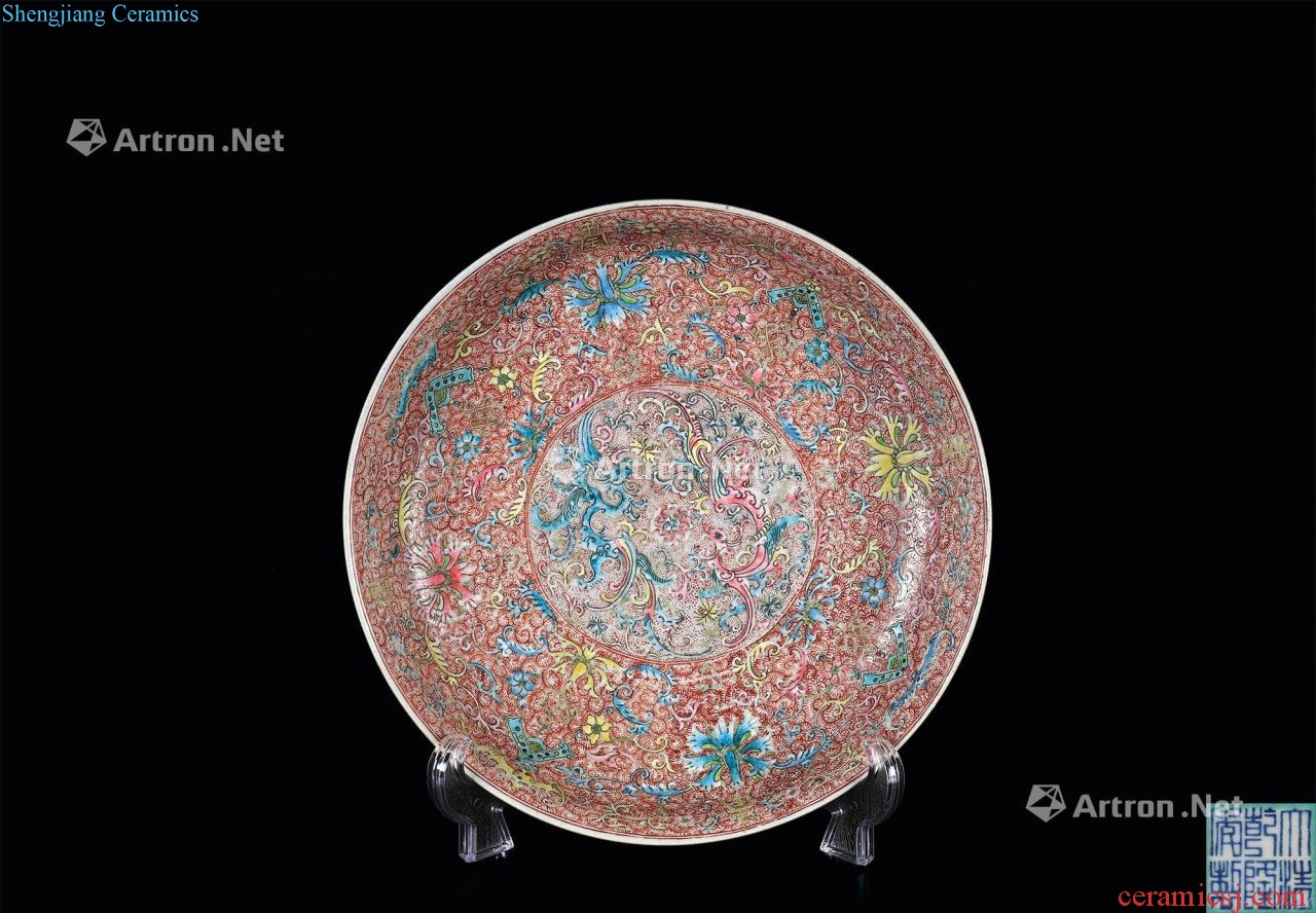 Pastel double phoenix tray in the qing dynasty