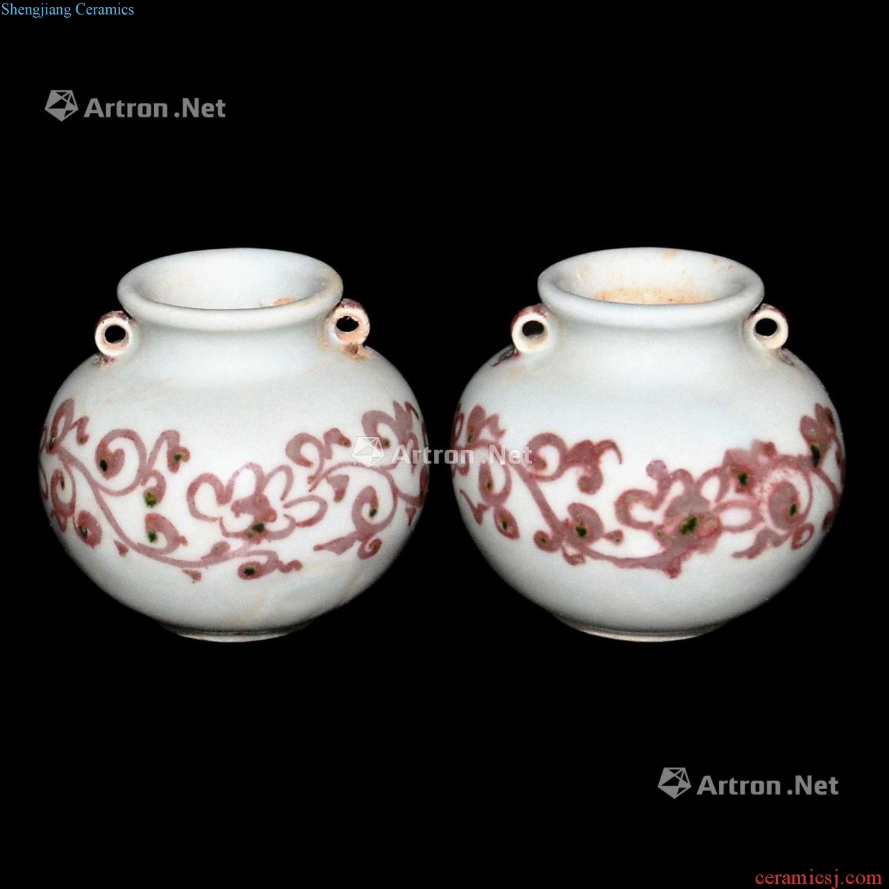 yuan Youligong tangled branches flower bird feeding bottle A pair of