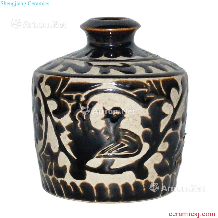 Xixia sauce glaze branch flowers lines short round bottle neck