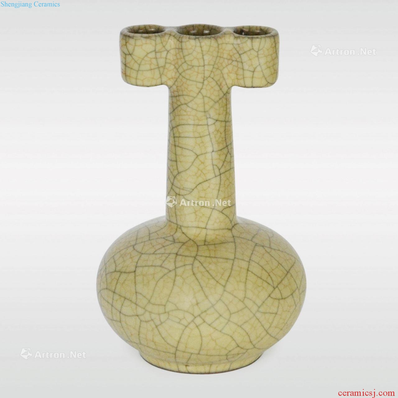 The elder brother of the song dynasty kiln penetration ears straight round bottle neck