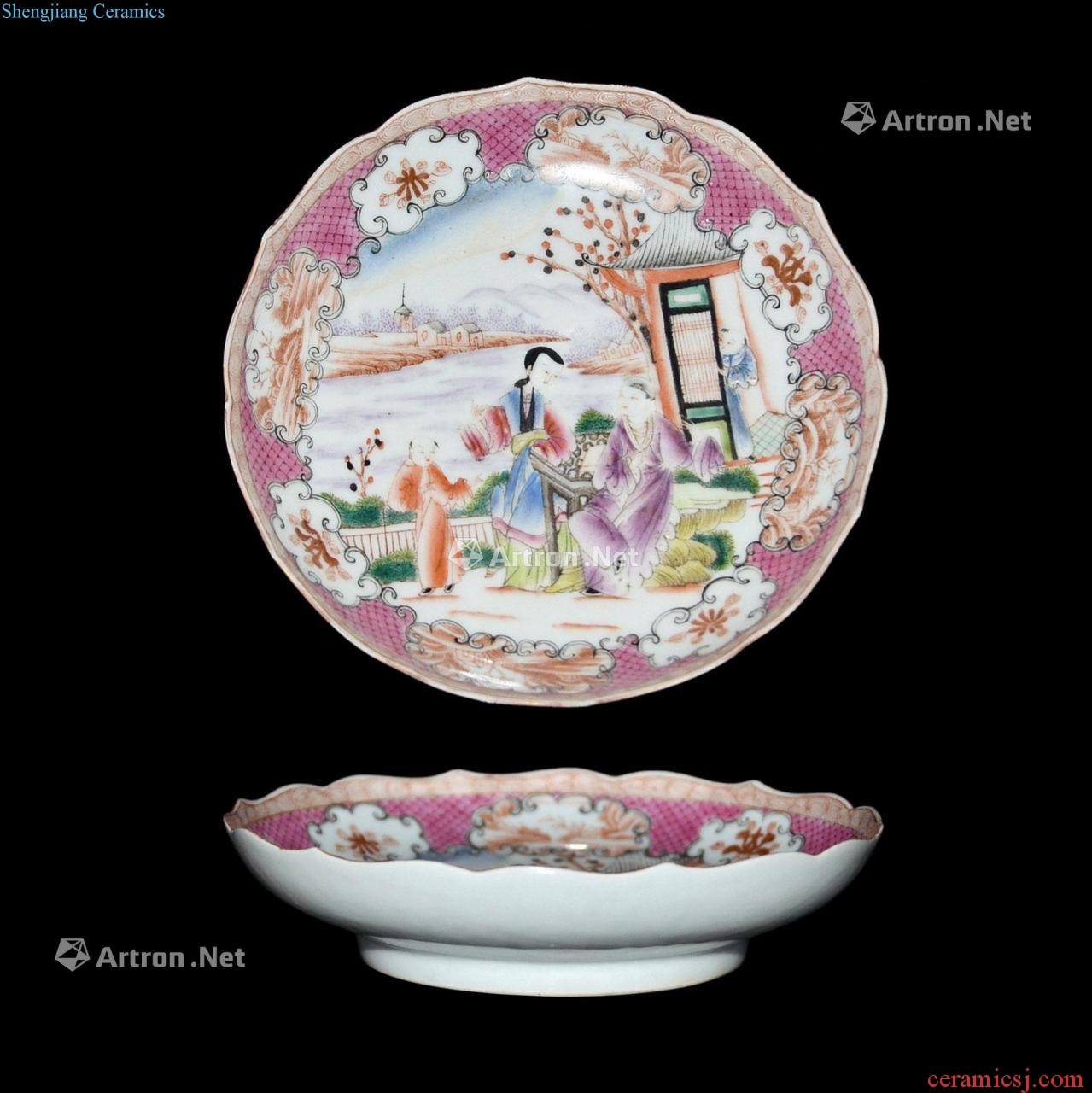Clear pastel scenery lotus-shaped plate lace medallion characters