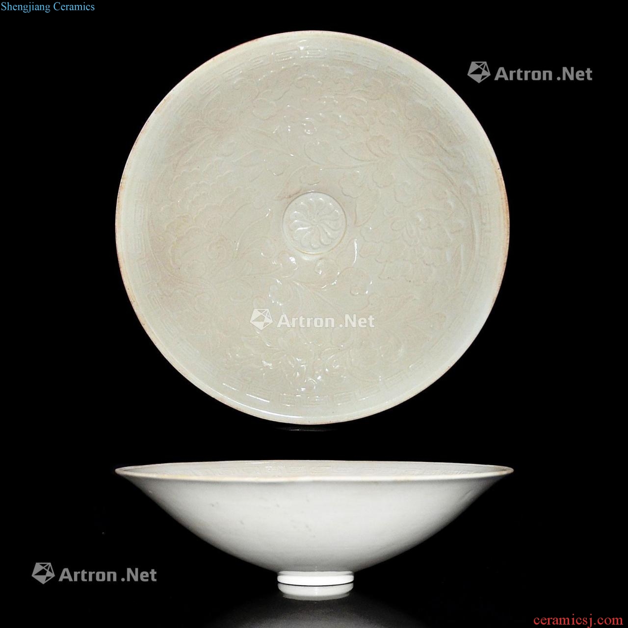 Northern song dynasty kiln white glazed printing peony plate