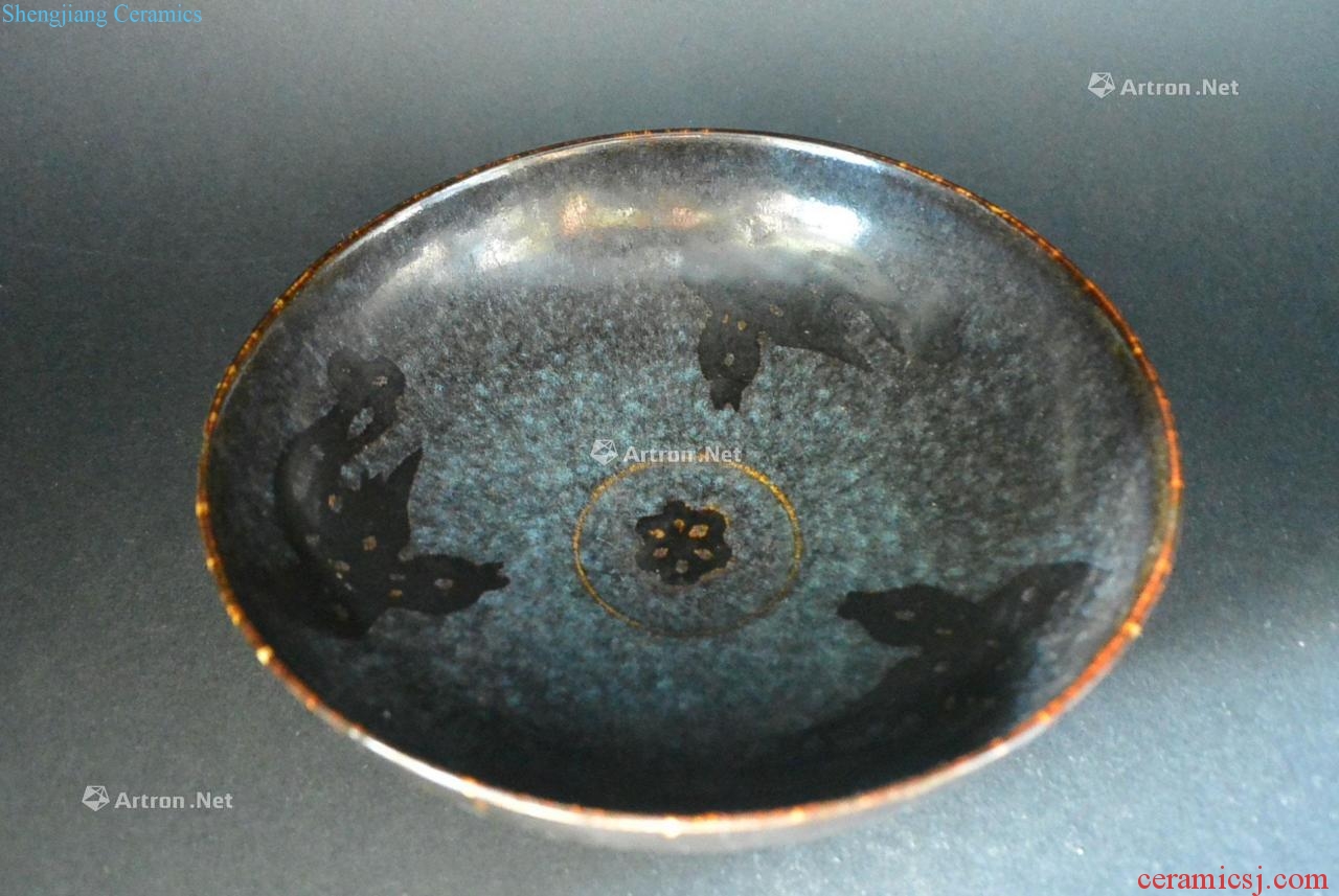 The song dynasty Jizhou kiln temmoku qu decals three grain bowl