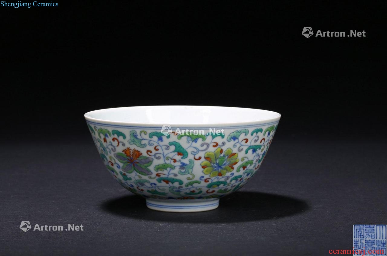 Qing jiaqing dou colors branch flowers green-splashed bowls
