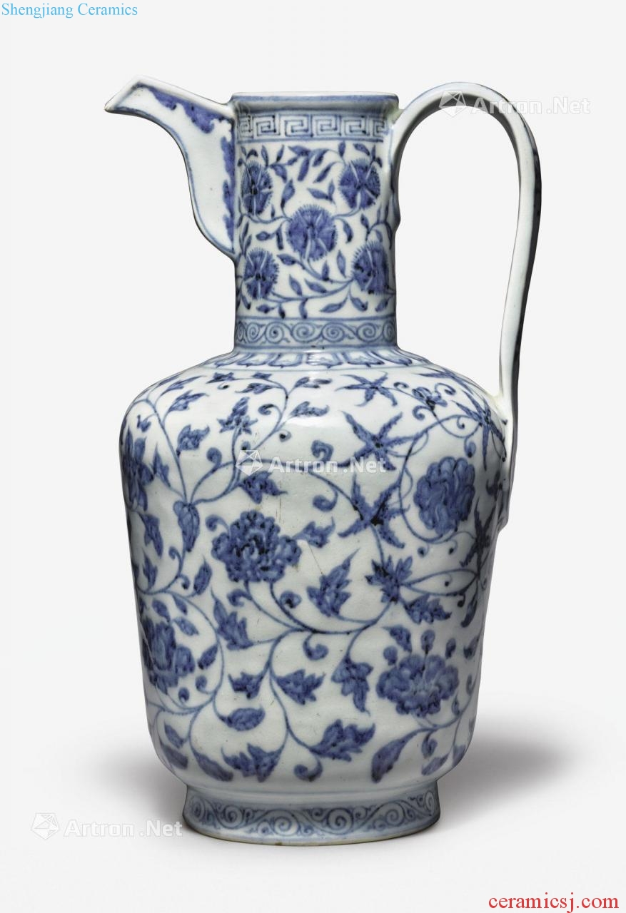 Ming xuande Blue and white tie up branch lines ewer flowers