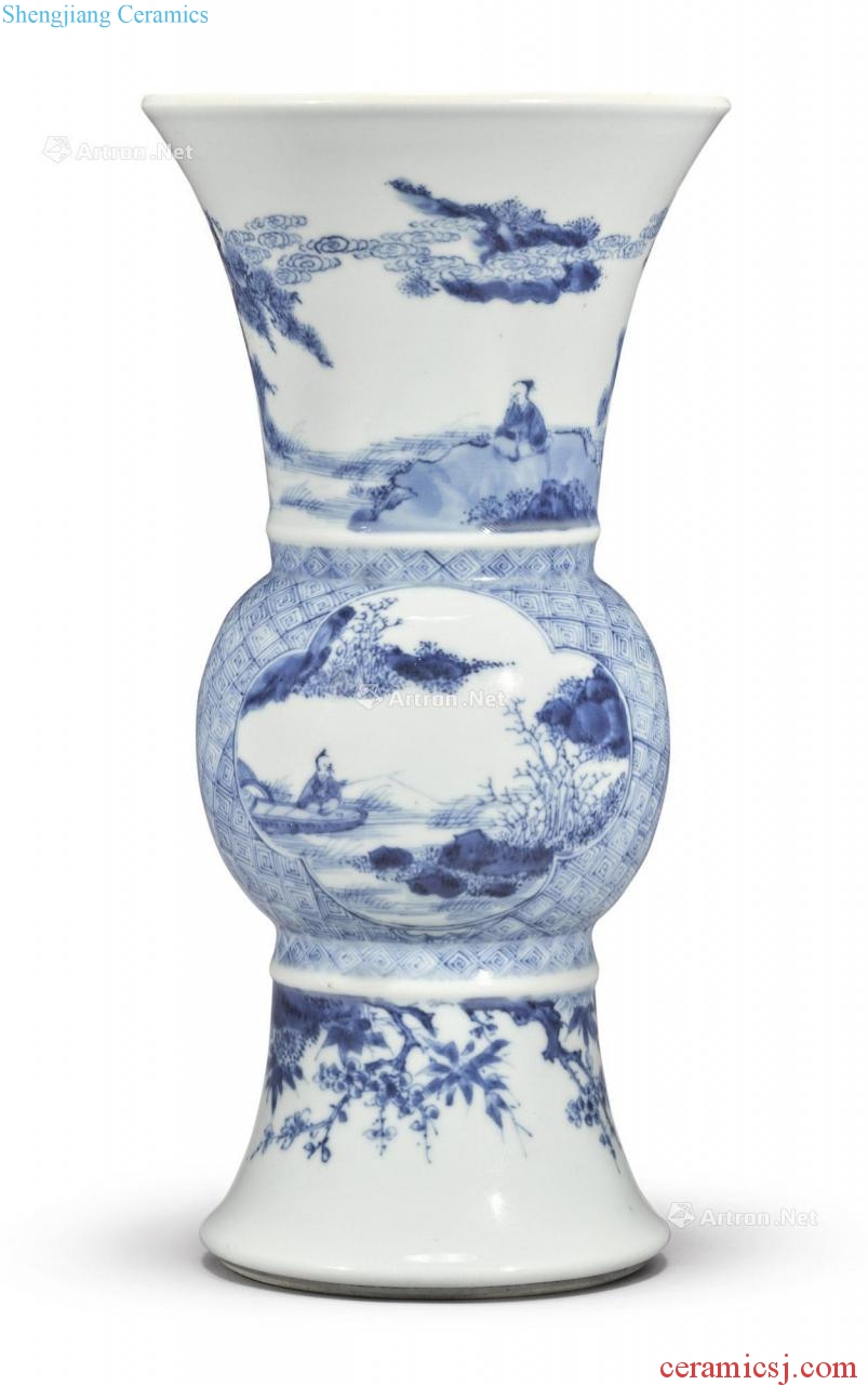 The qing emperor kangxi porcelain medallion Gao Shitu vase with flowers