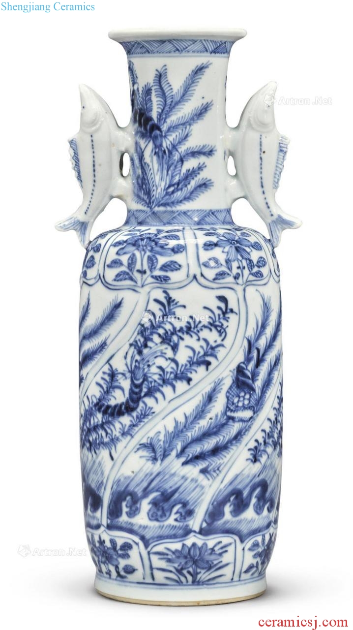 The qing emperor kangxi porcelain vase with a fish medallion aquatic animals