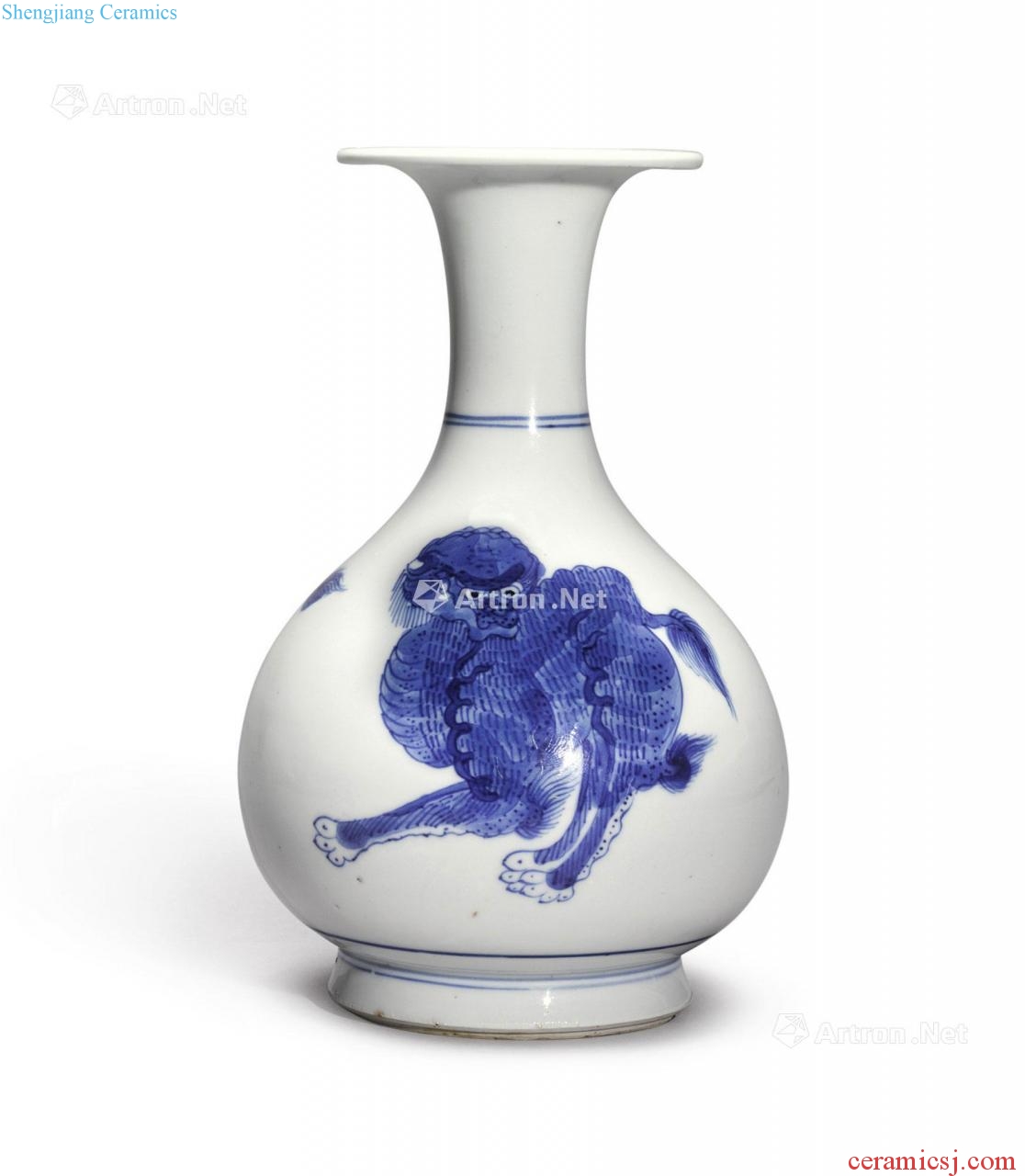 The qing emperor kangxi Blue and white kylin grain bottle