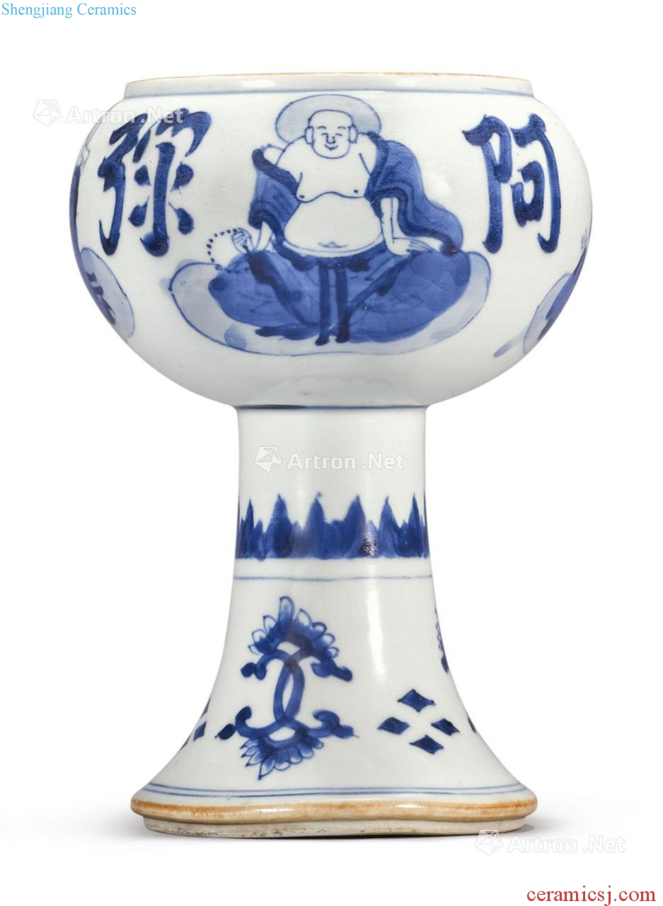 The qing emperor kangxi Blue and white grain water purification 盌 buddhist characters