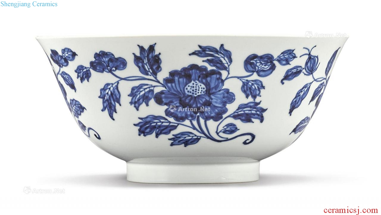 The qing emperor kangxi Blue and white flower grain 盌 fold branches