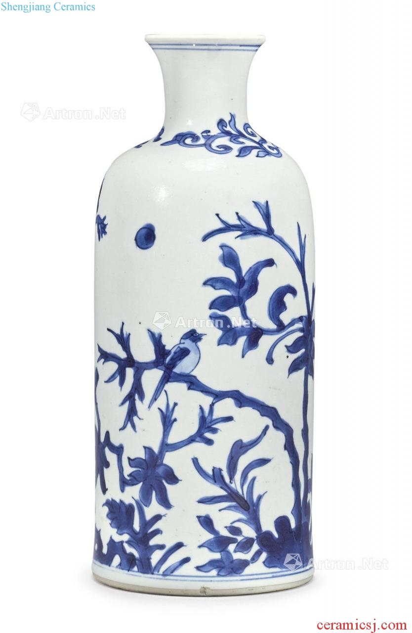 The qing emperor kangxi Blue night month warbler crow figure bottles