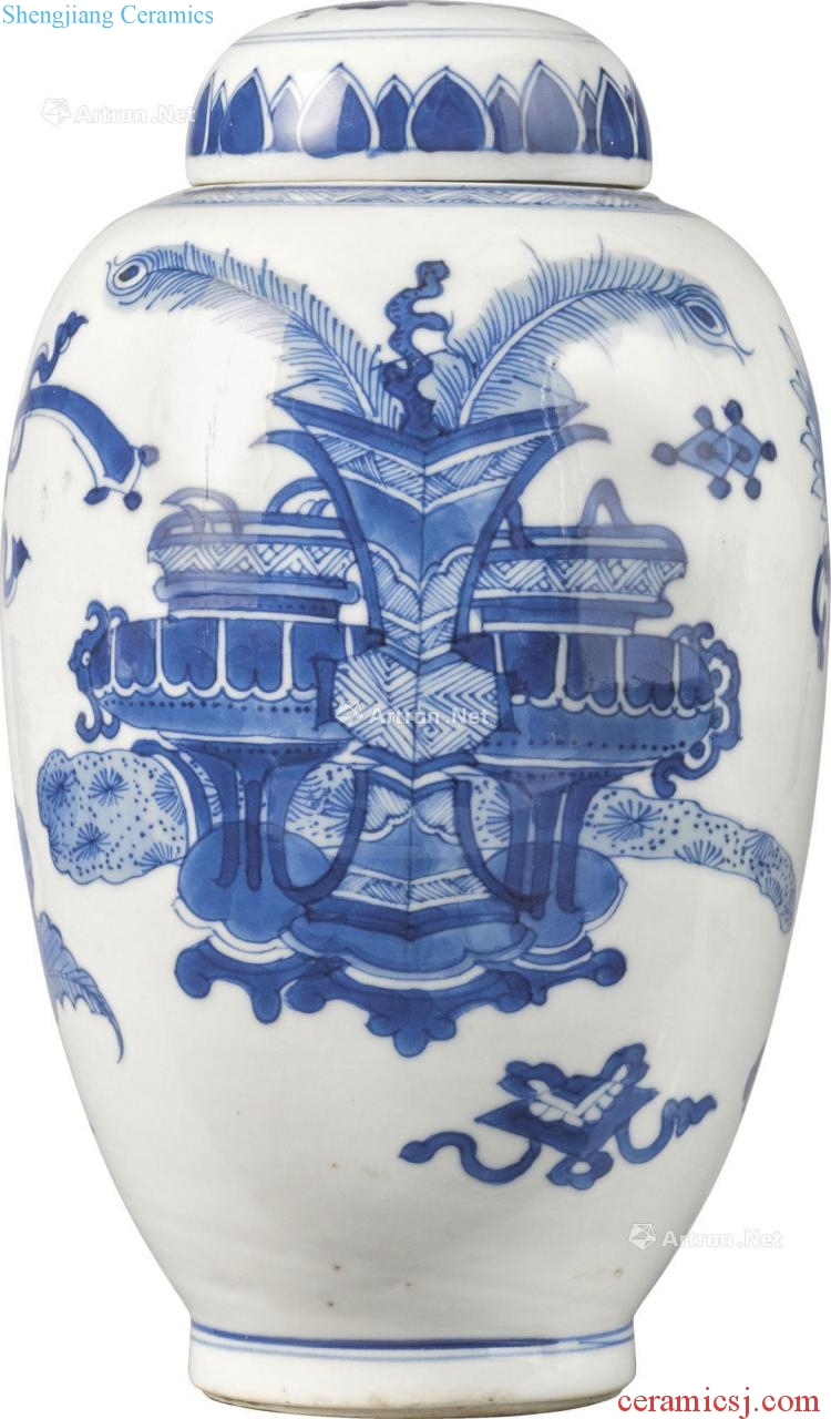 The qing emperor kangxi Blue and white antique tougue cans