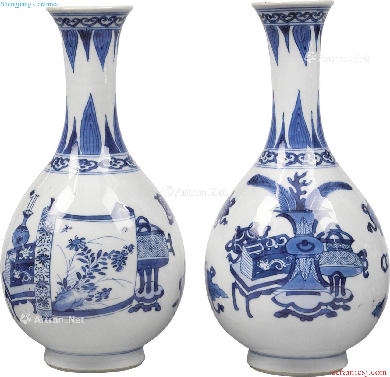 The qing emperor kangxi Blue and white antique bottle figure (a)
