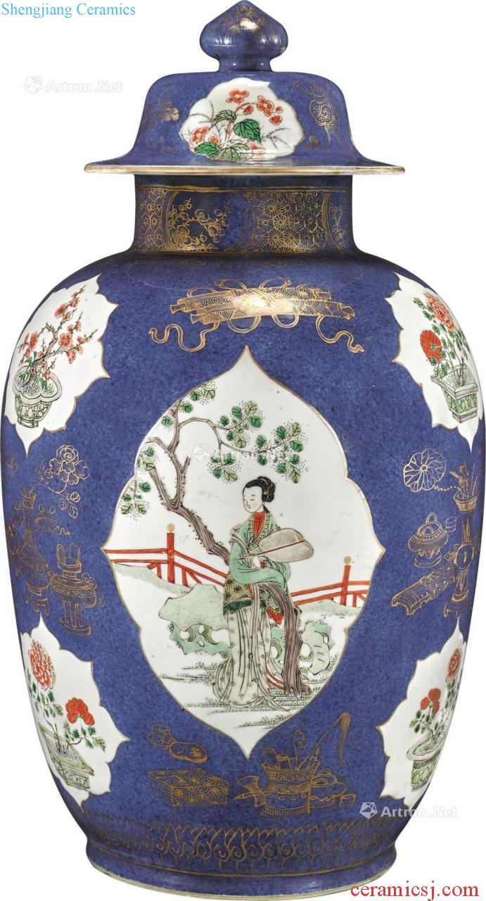 The qing emperor kangxi sprinkles medallion blue ground however, colorful flowers tougue cans