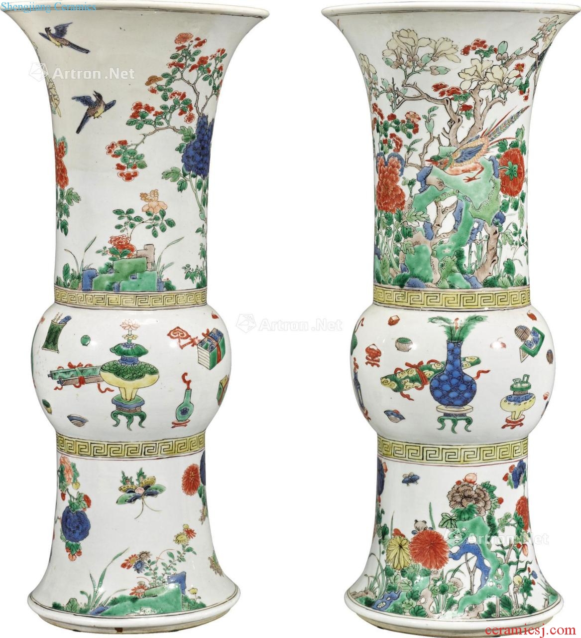 The qing emperor kangxi colorful brocade hall riches and honour figure flower vase with (a)