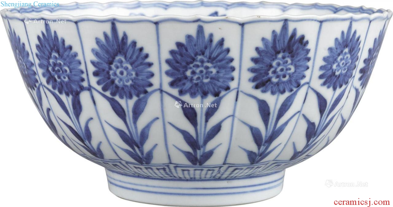 The qing emperor kangxi Blue and white asters fancy 盌 lines
