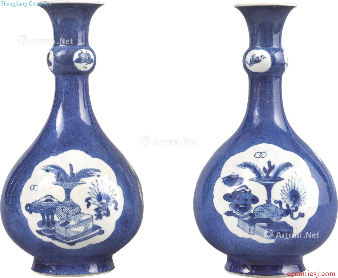Qing dynasty in the 19th century With blue to blue and white landscape flower medallion antique bottle figure (a)