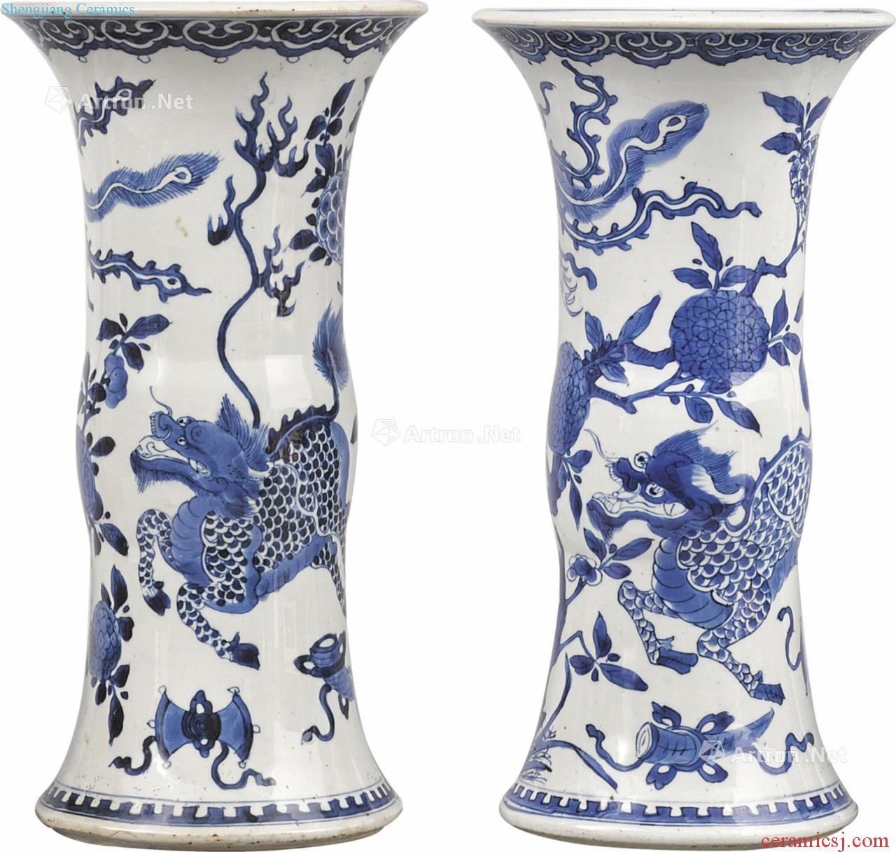 Blue and white poly red figure of the reign of emperor kangxi flower vase with (a)