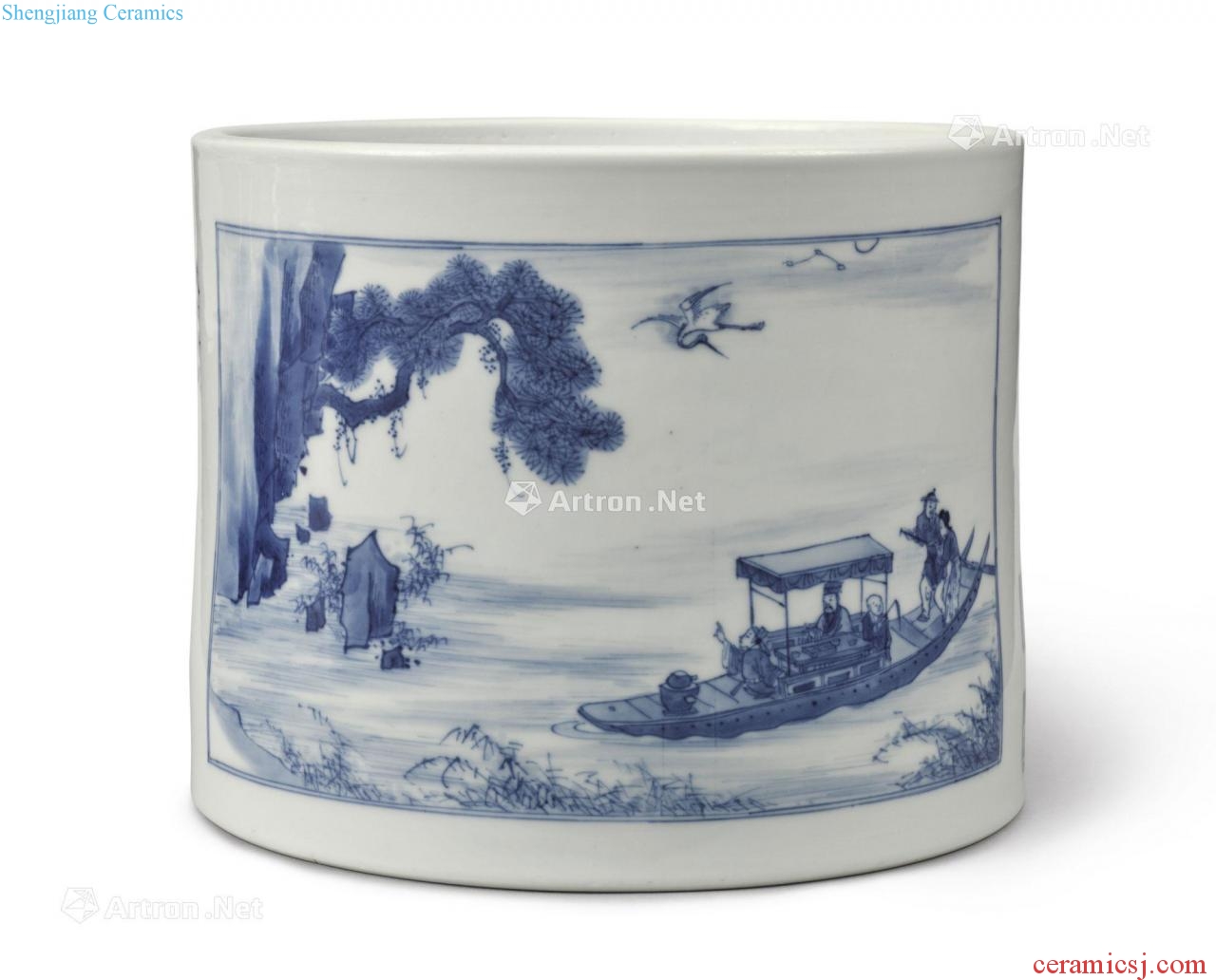 The qing emperor kangxi Blue and red cliff vigil verse brush pot