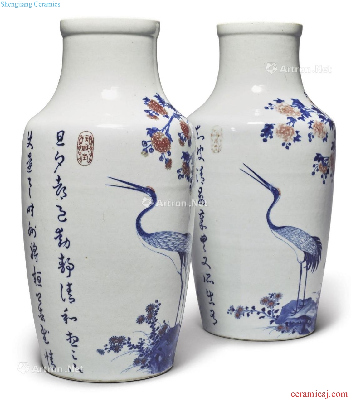 Qing in the eighteenth century B transfer system of blue and white youligong yipin riches and honour figure bottles (a)