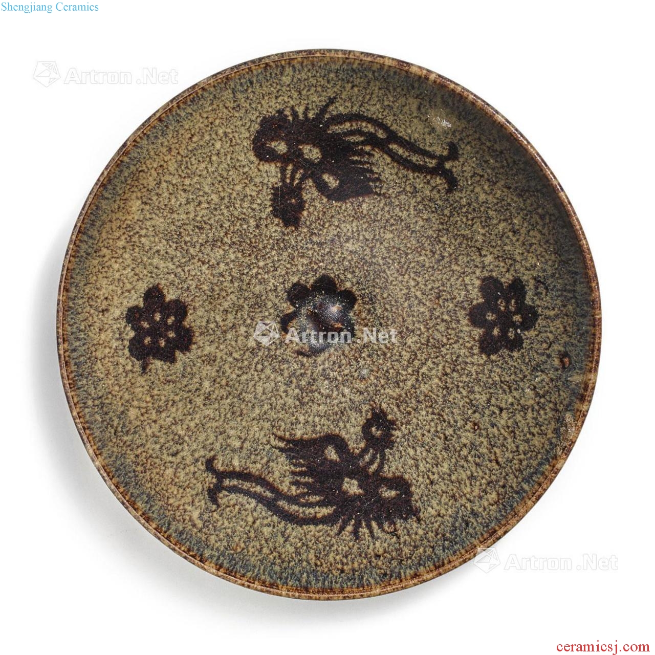 The southern song dynasty jizhou kiln paper-cut decals double phoenix grain 盌 dai li