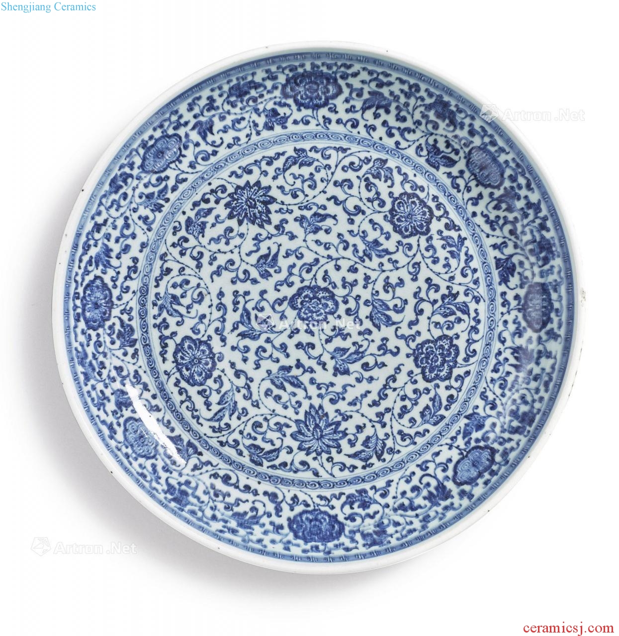 Qing in the eighteenth century Blue and white tie up flower tray