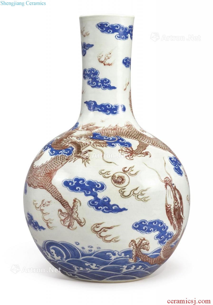 Qing dynasty in the 19th century Blue and white figure tree youligong black dragon godchild
