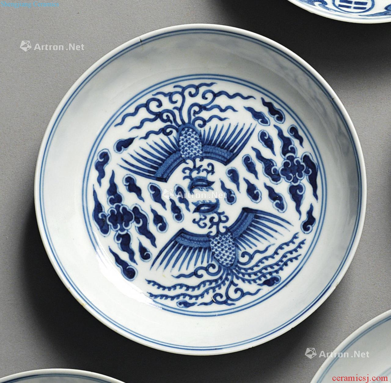 Qing guangxu Blue and white YunFeng tray