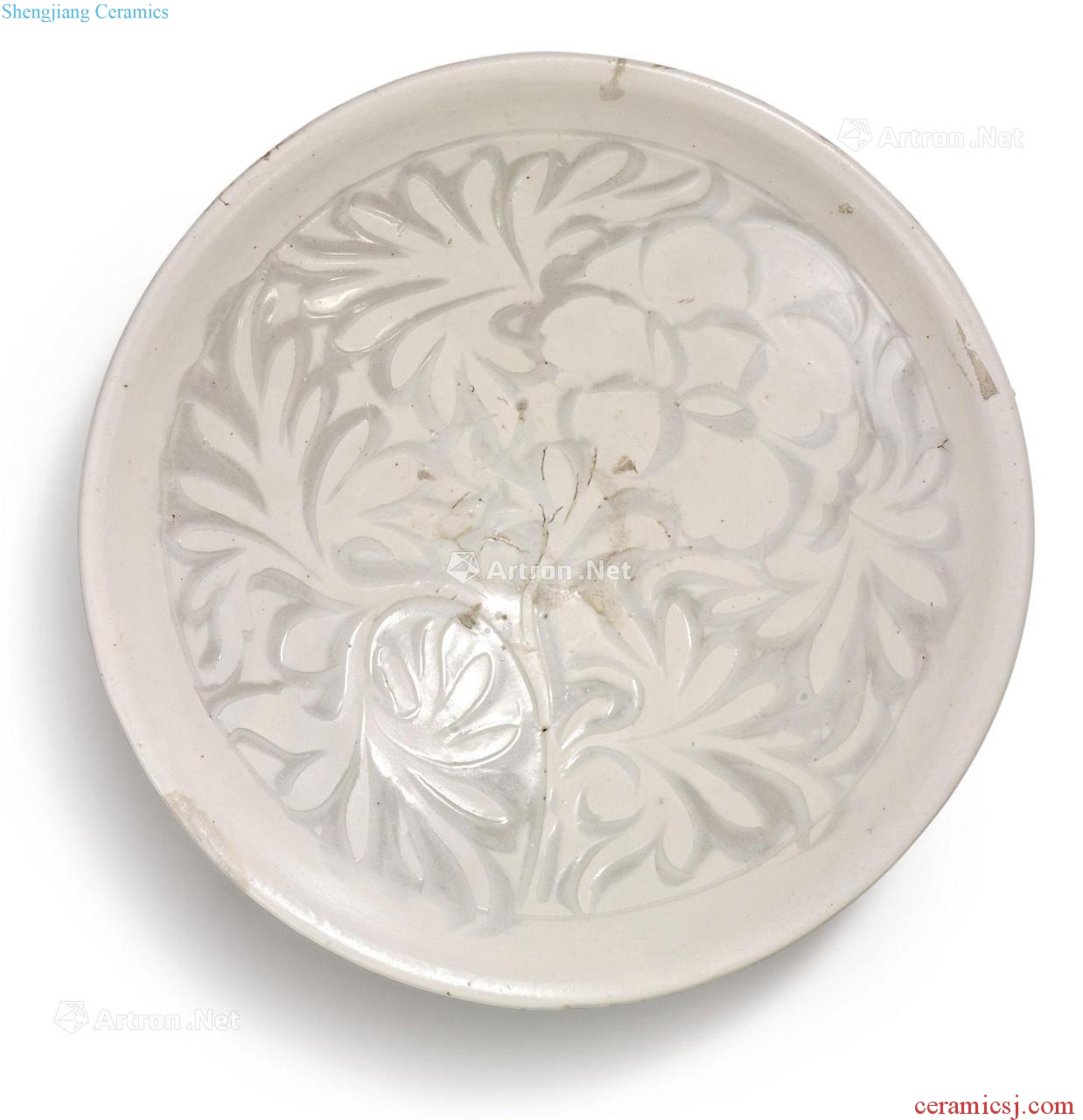 At the end of the northern song dynasty The twelfth century Stuck between magnetic state kiln white glaze peony grains 盌