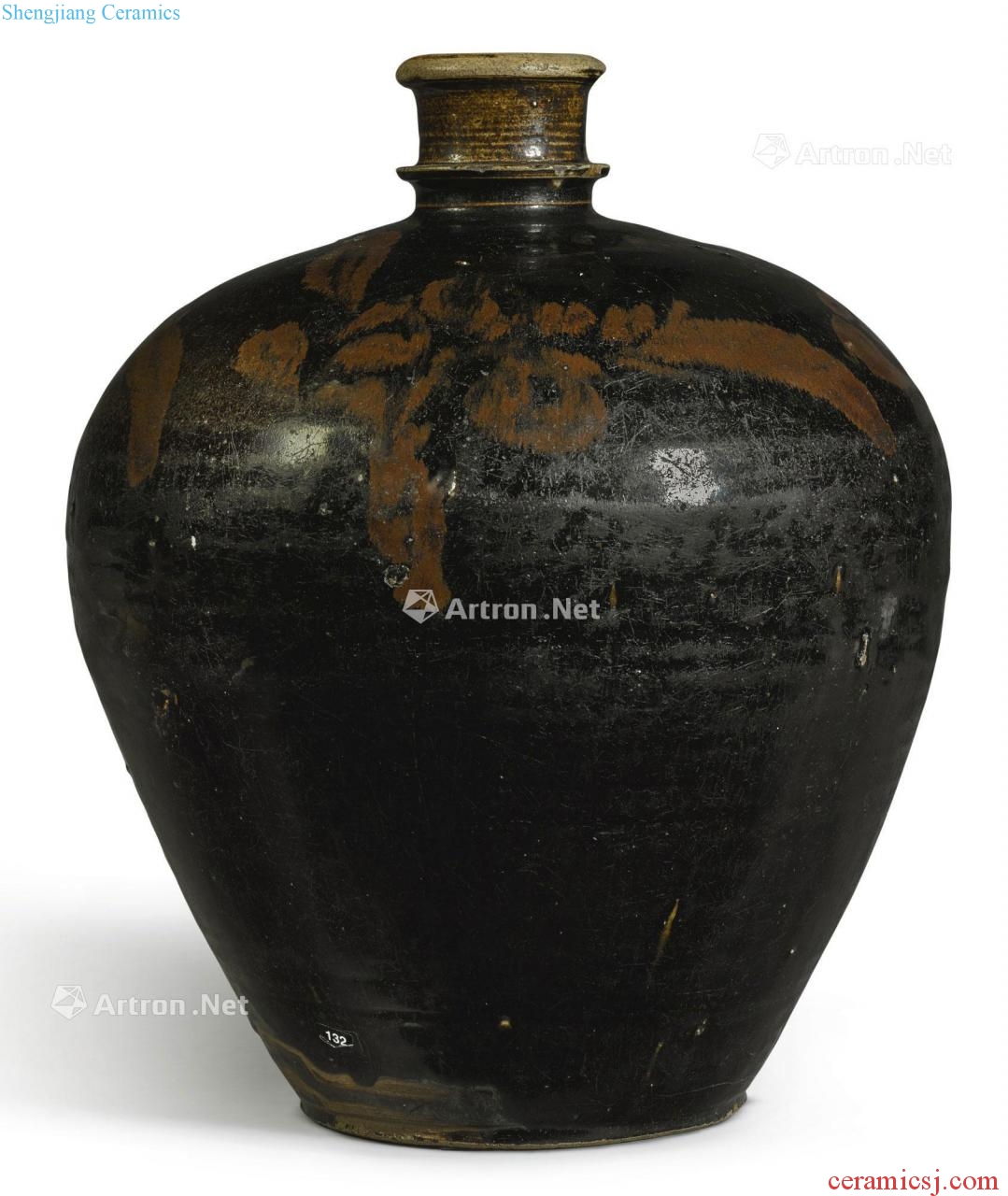 Song/gold The black glaze rust pattern small mouth bottle