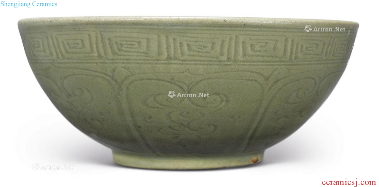 yuan Longquan celadon green glaze hand-cut 盌