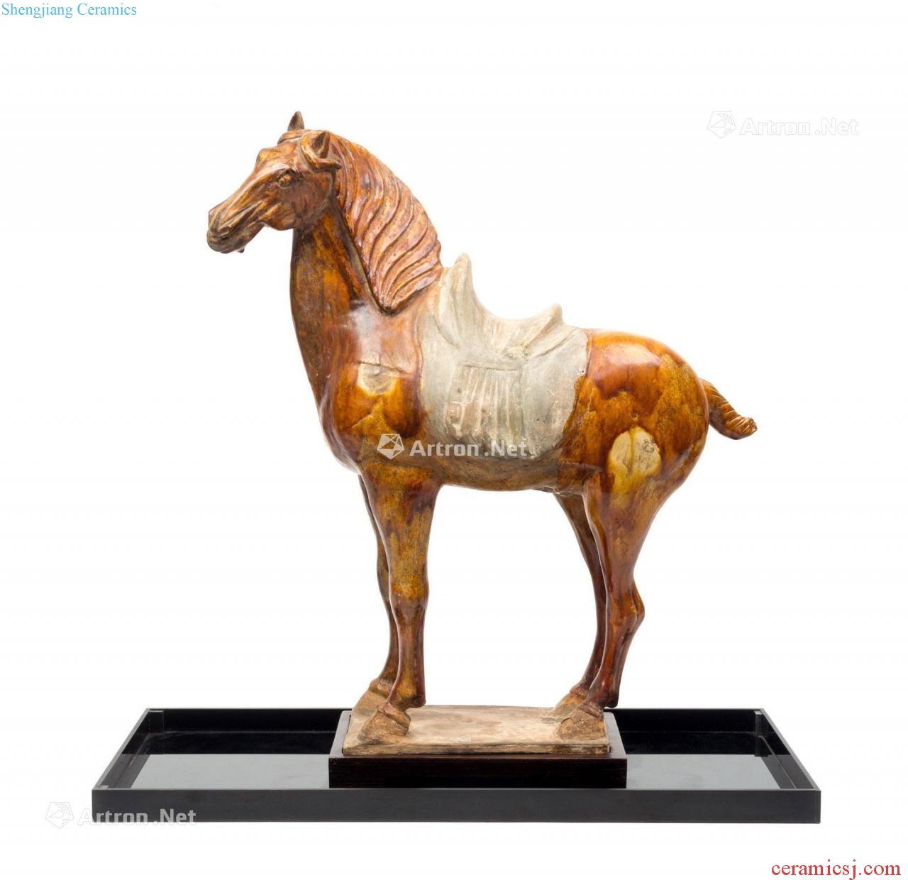 Brown glazed pottery of tang horse stands resemble