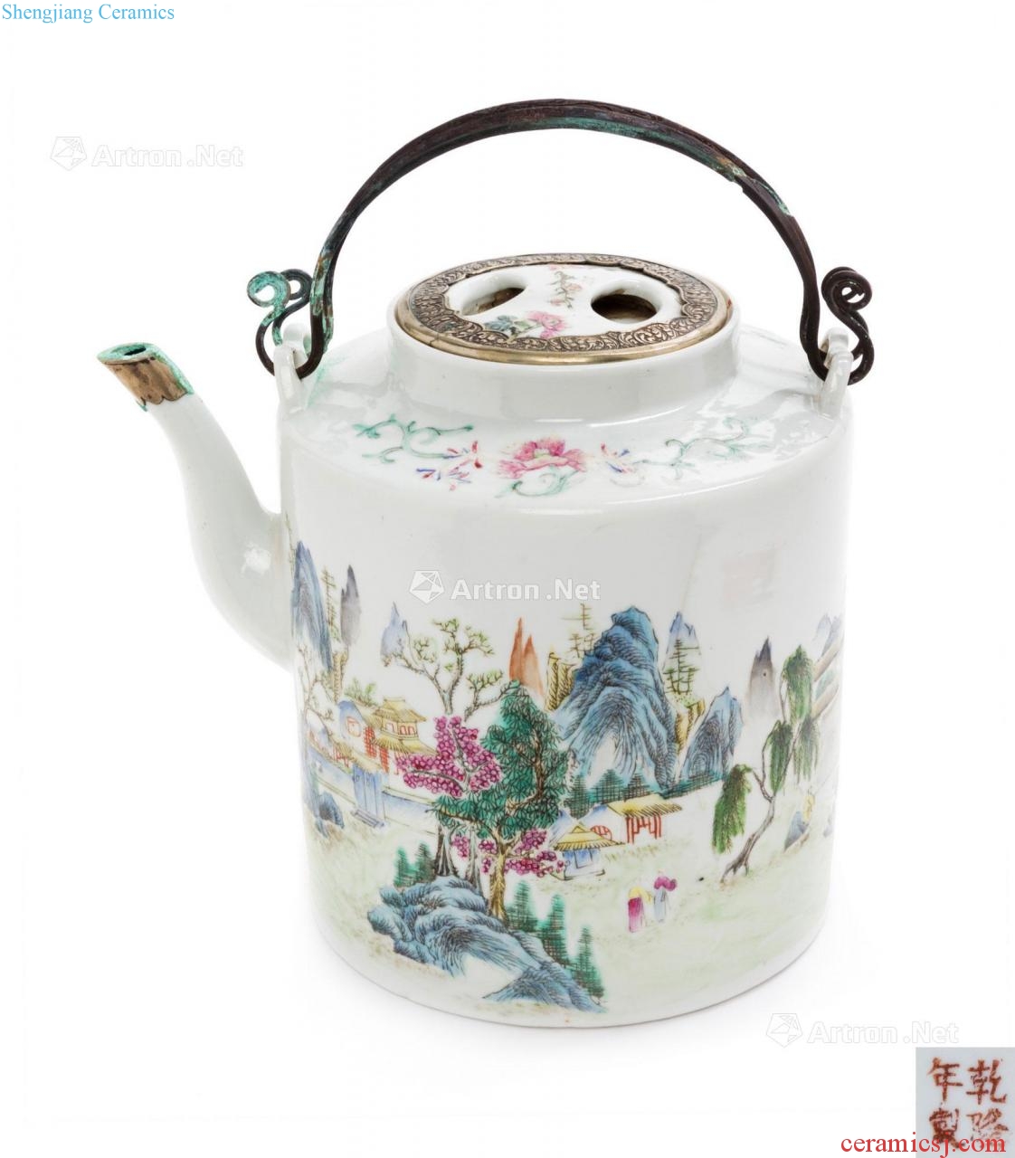 In the 19th century pastel scenery figure big teapot