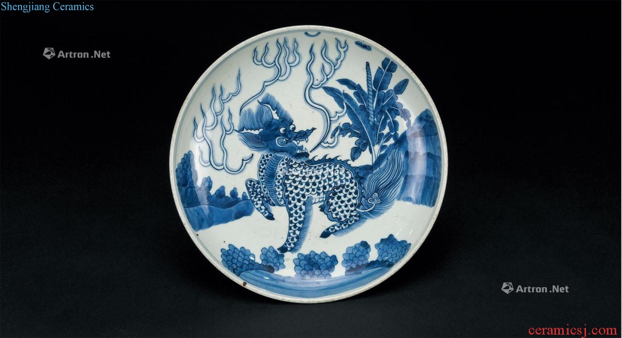 Qing dynasty blue-and-white thestrals 驎 disc
