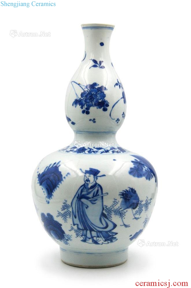 BLUE AND WHITE DOUBLE GOURD VASE; MING DYN