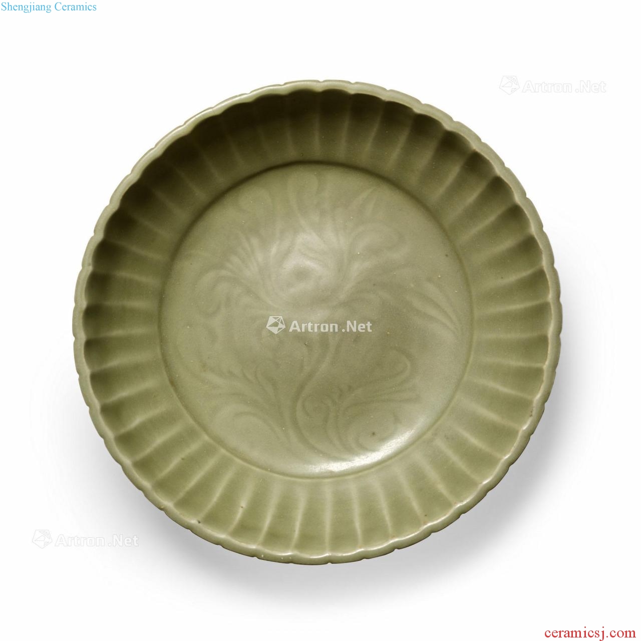 Ming Longquan celadon glaze ling mouth tray