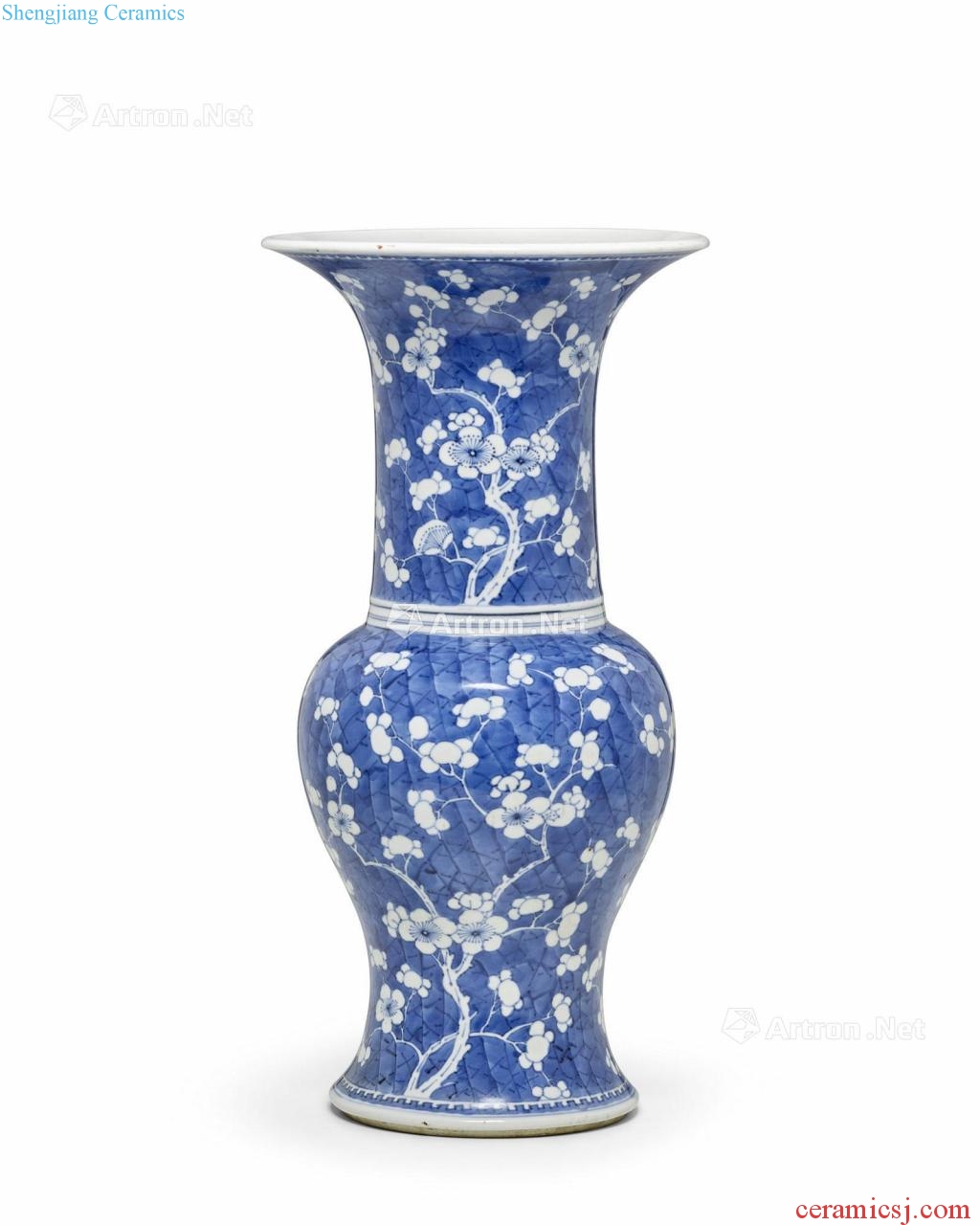 The qing emperor kangxi Blue and white ice MeiWen PND tail-on honour