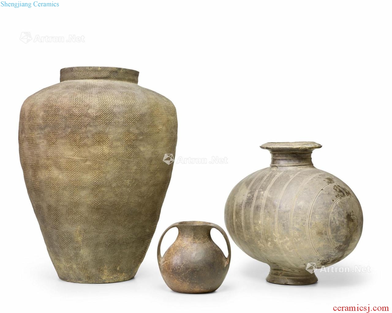 Han/warring states grey pottery (three)