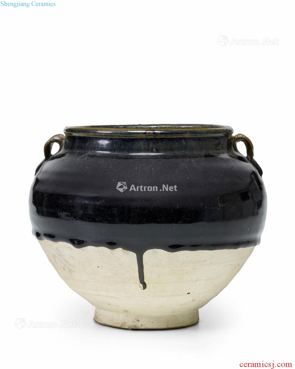 Northern song dynasty/gold The black glaze binaural pot