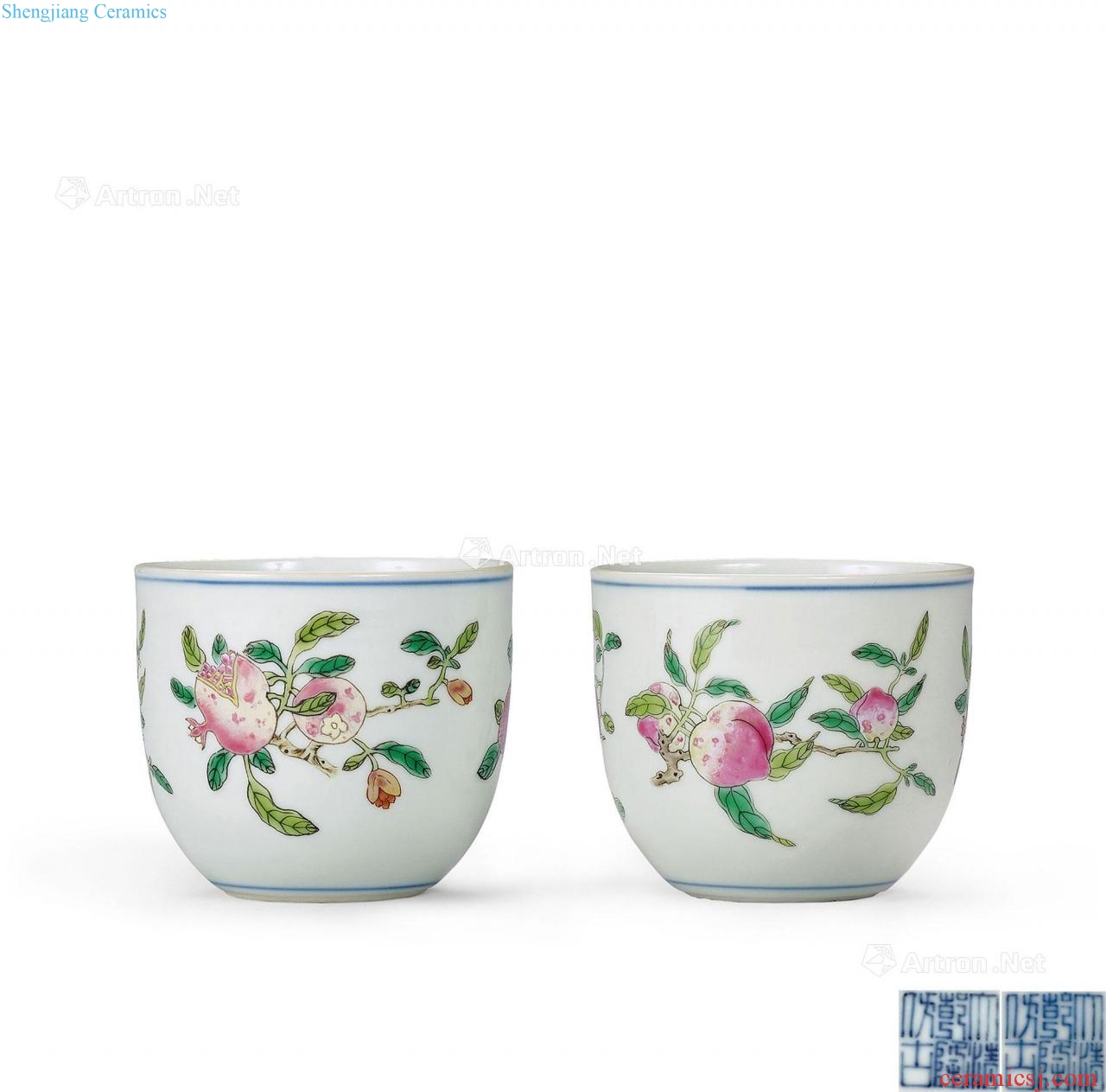 Qing qianlong three fruit grain powder enamel cup (a)