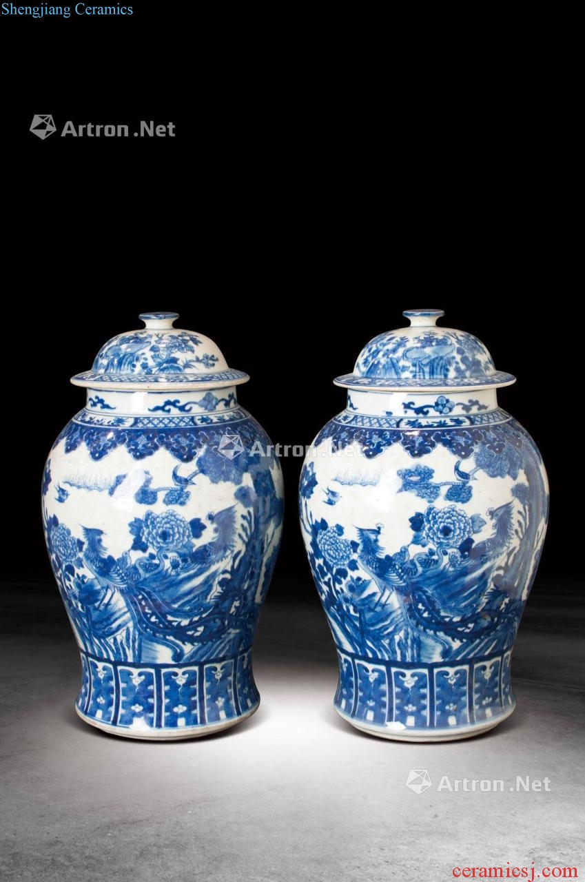 qing Blue and white flower on grain general tank (a)