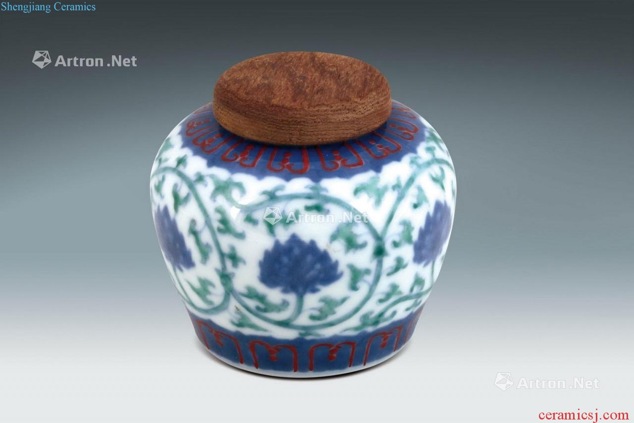 Qing bucket colors flower grain canister