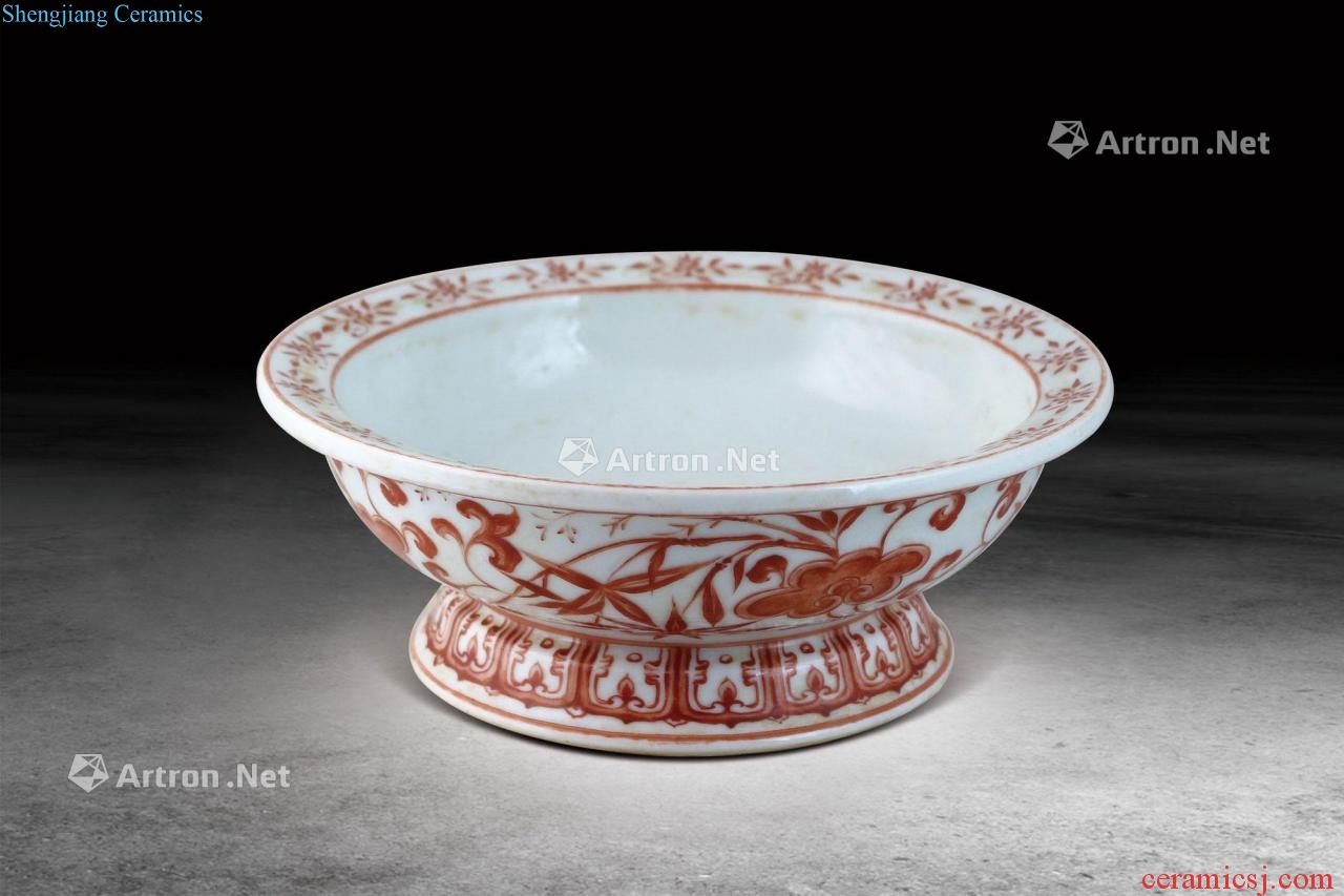 Ming yongle Alum color red flower grain fold along the fruit bowl