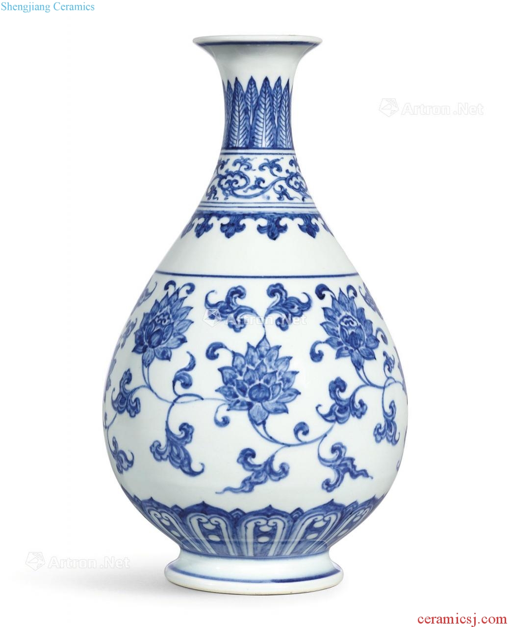 in Blue and white tie up branch lotus grain okho spring bottle