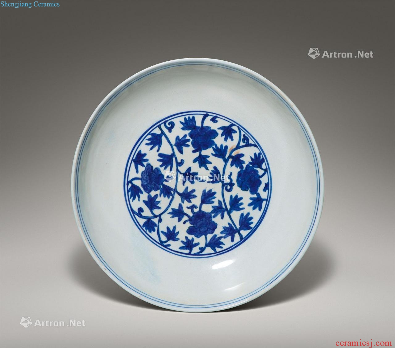 Ming jiajing Blue and white tie up flower tray